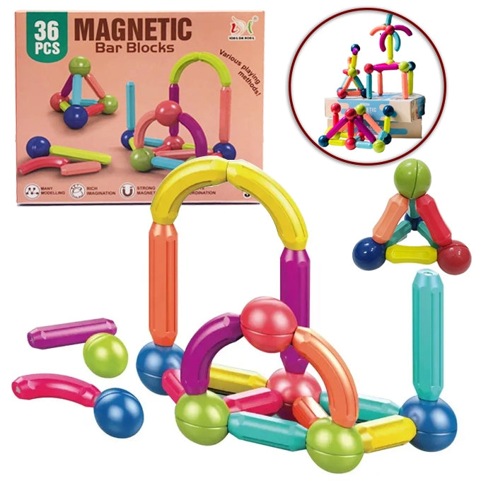 Kids Magnetic Bar Blocks & Spheres – Educational STEM Toy Set