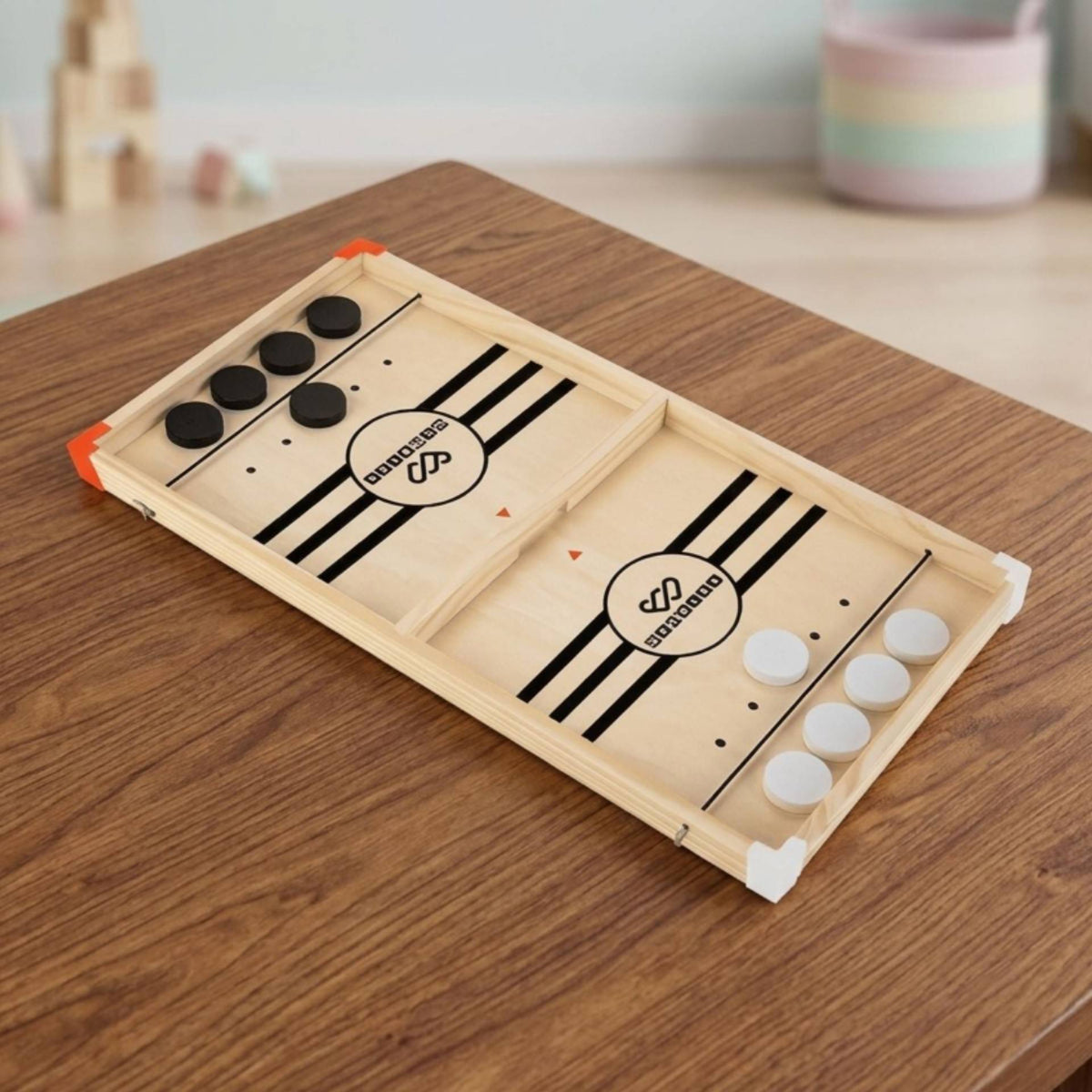 Large Size Fast Sling Puck Wooden Board Game (22 x 11.5 Inches)