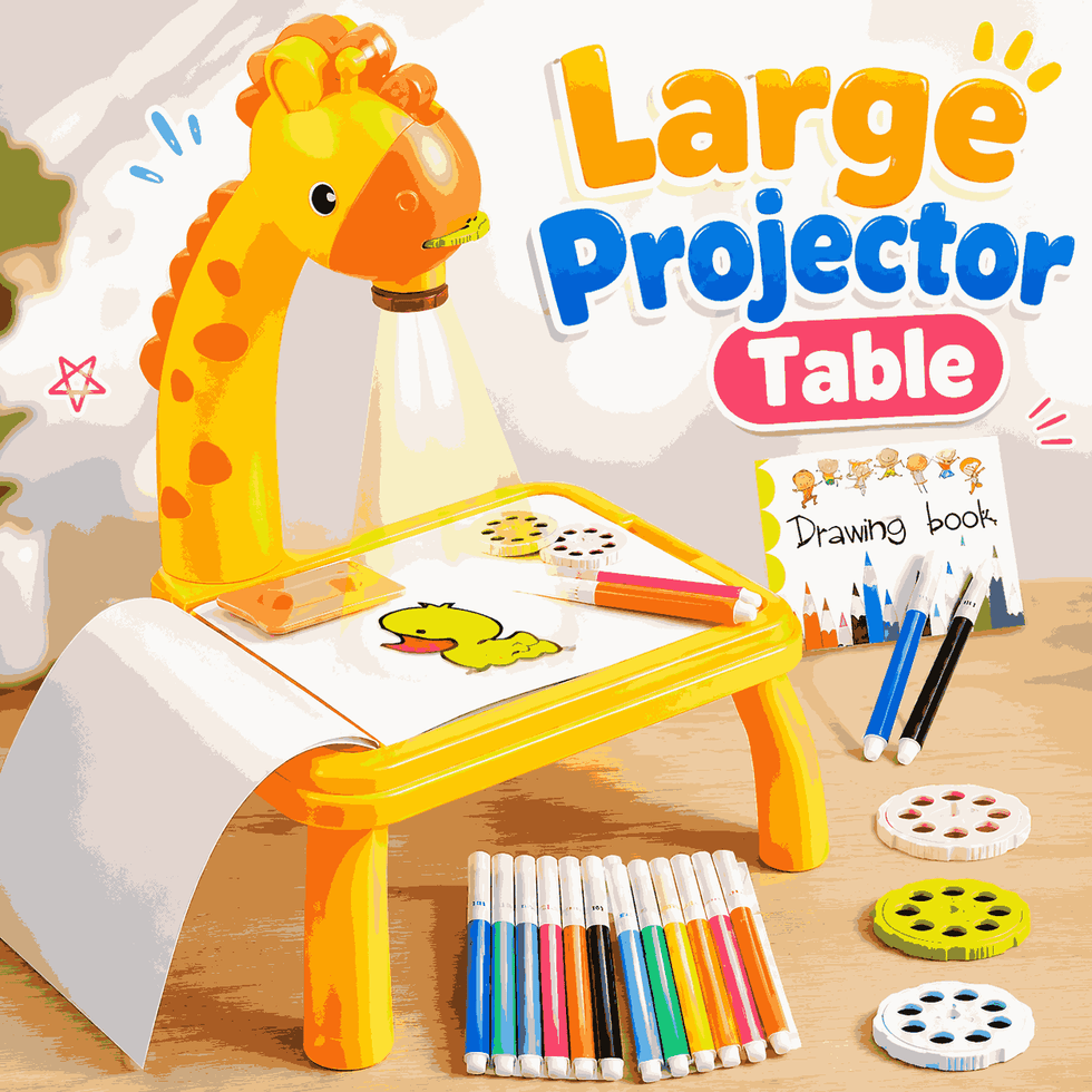 Giraffe Kids Drawing Projector Table with Art Markers & Trace Discs