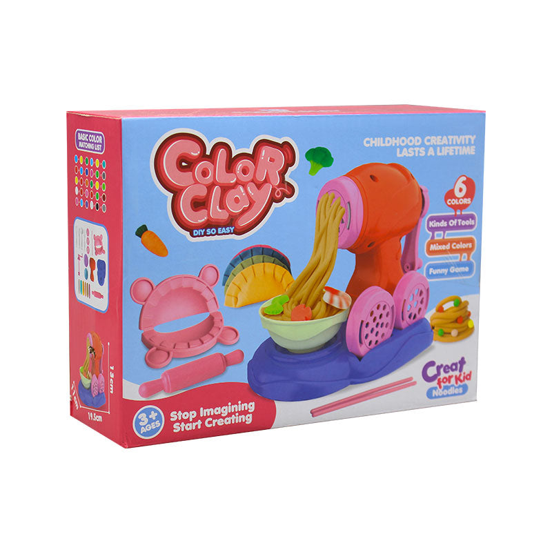 Color Clay Noodle Maker Machine Toy Set with 6 Colors Non-Toxic Playdough