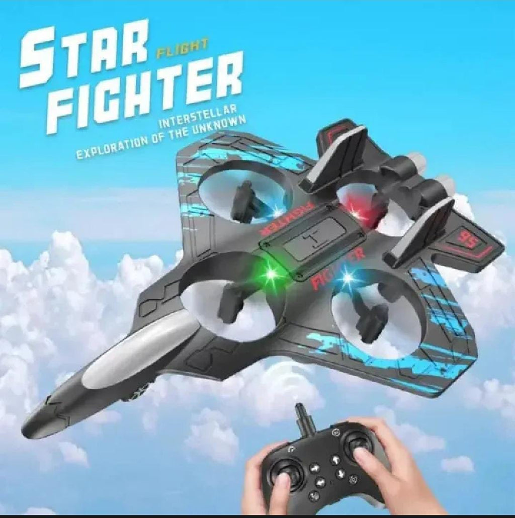 2.4GHz RC Starfighter Jet Drone - Remote Control Fighter Plane with LED Lights, 360° Flip Stunt Roll, and Durable EPP Foam Body for Kids & Adults